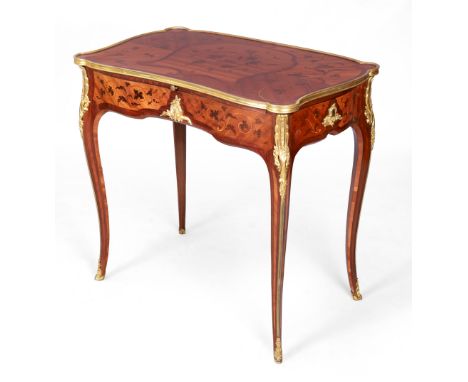 A French ormolu-mounted amaranth, kingwood, bois satine and marquetry bureau de dame, by Maximilien-Gervais-Eugene Durand, Pa