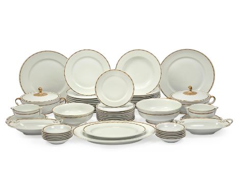 A Rosenthal (Bavaria) porcelain part dinner service, 20th century, green printed Rosenthal Bavaria with three dots and red pr
