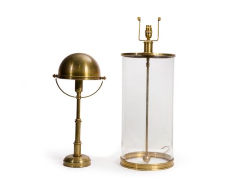 A modern Ralph Lauren brass 'Carthage' table lamp, with domed shade and height adjustable stem, the base inscribed RALPH LAUR