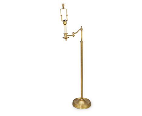 A modern brass Ralph Lauren adjustable floor-standing reading lamp, 132cm high overallIt is the buyer's responsibility to ens