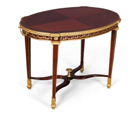 A French ormolu-mounted and inlaid kingwood occasional table, in the manner of François Linke, first quarter 20th century, th