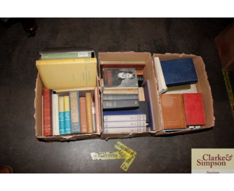 Three boxes containing a&nbsp;collection of miscellaneous books to include poetry and art reference works including; two Cent