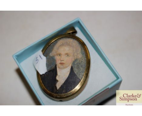 A Georgian miniature portrait of a young gentlemen