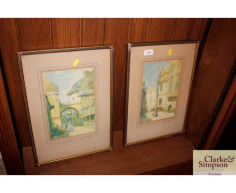 Frank Sherwin, a pair of coloured prints, "A Continental Byway" and "A Market Gateway in Brittany"