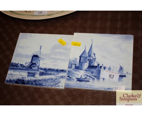 A pair of Delftware tiles