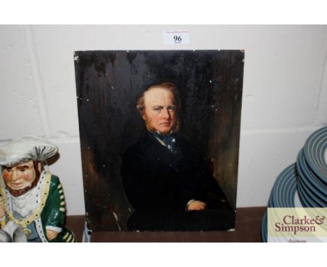 A small unframed oil portrait of a19th Century gentleman