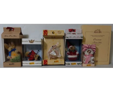 Steiff Teddy Bears x 5. Collection to include: Steiff Ornament Santa Japan 2002 (EAN 4001505675683), Steiff Rolly Polly Hase 