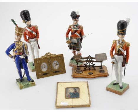 
	
		Miscellaneous to include four various modern Continental porcelain models of soldiers, 79th Cameron Highlander 28.5cms h