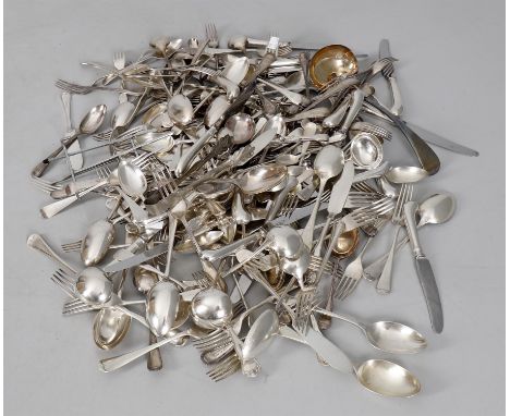 
	
		A large quantity of silver plated cutlery, assorted makers, patterns and dates, mostly mixed and incomplete flatware ser