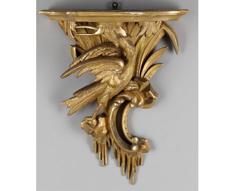 
	
		A carved giltwood wall bracket after a design by Chippendale, incorporating 18th century and later elements, designed as