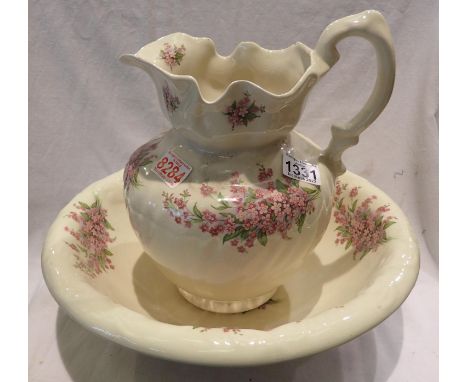Ceramic water bowl and jug, D: 38 cm. Not available for in-house P&amp;P, contact Paul O'Hea at Mailboxes on 01925 659133 