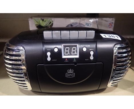 Black GPO PCD299 3-in-1 FM/AM Radio, CD and Cassette player boxed. P&amp;P Group 1 (£14+VAT for the first lot and £1+VAT for 