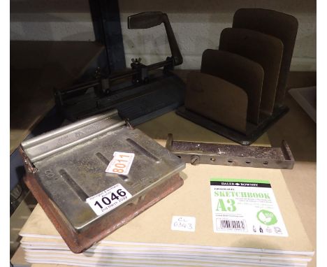 Ten graduate A3 sketch books and vintage letter stand, file punch, labeller etc. Not available for in-house P&amp;P, contact 