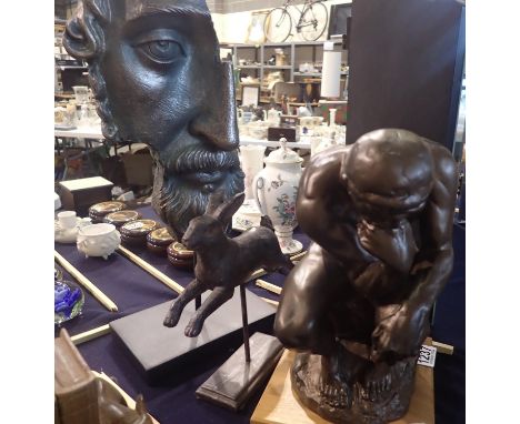 Three ceramic figurines, largest H: 44 cm. Not available for in-house P&amp;P, contact Paul O'Hea at Mailboxes on 01925 65913