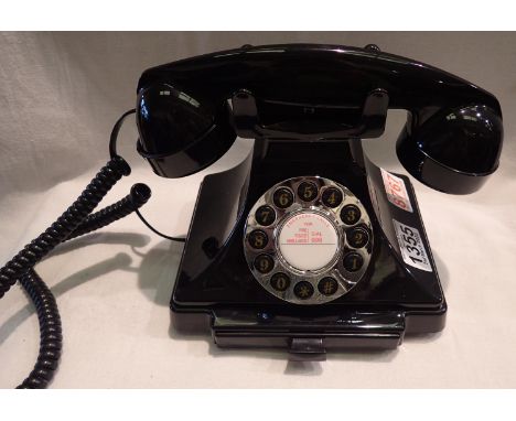 Black GPO Carrington, push button telephone in 1920s styling with pull-out pad tray; compatible with modern telephone banking