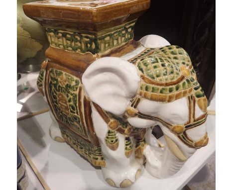Oriental ceramic elephant seat, H: 40 cm. Not available for in-house P&amp;P, contact Paul O'Hea at Mailboxes on 01925 659133
