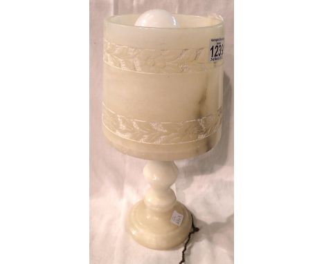 Unusual retro onyx table lamp with onyx shade, H: 34 cm. Not available for in-house P&amp;P, contact Paul O'Hea at Mailboxes 
