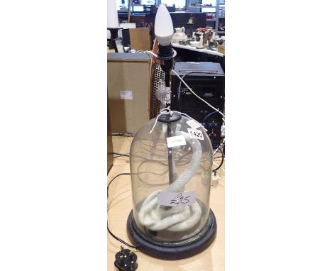 Glass dome display lamp with resin snakes inside. Not available for in-house P&P, contact Paul O'Hea at Mailboxes on 01925 65