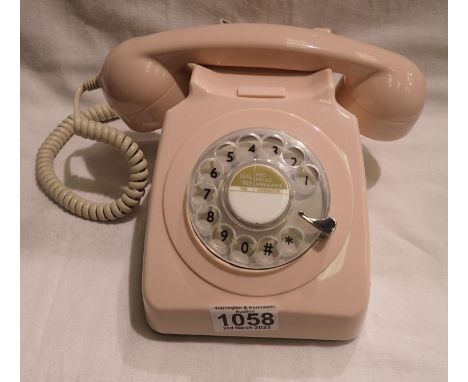 Pink GPO746 retro rotary telephone replica of the 1970s classic, compatible with modern telephone banking and any standard an