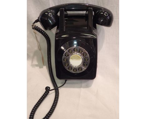 Black, GPO push button telephone; compatible with modern telephone banking and any standard analogue landline, boxed; P&amp;P
