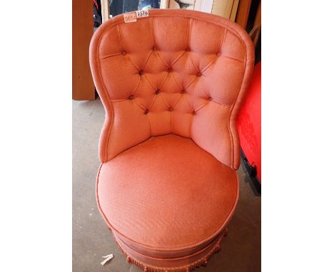 Upholstered button back chair on castors. Not available for in-house P&amp;P, contact Paul O'Hea at Mailboxes on 01925 659133