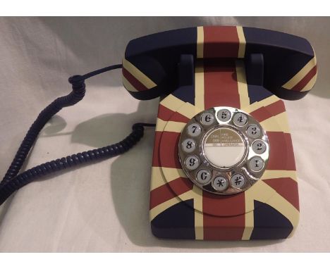 Union Jack GPO746 retro rotary telephone replica of the 1970s classic, compatible with modern telephone banking and any stand
