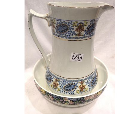 Large ceramic jug and bowl. Not available for in-house P&amp;P, contact Paul O'Hea at Mailboxes on 01925 659133 