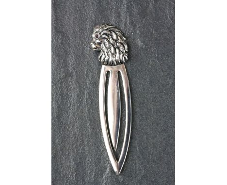 Silver Bookmark with Lion Finial