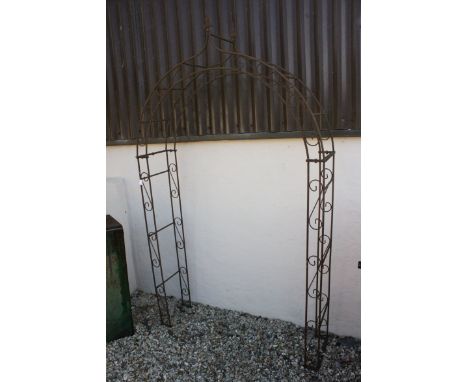 Vintage Victorian Style Garden Metal Arch, 7'10" to top of finial, 4'8" wide