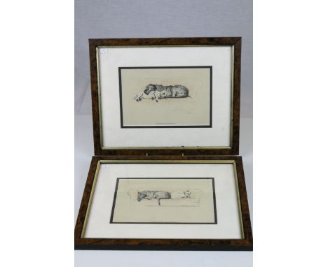 Cecil Aldin, a pair of print studies of sleeping dogs, inscribed both, 12 x 19cm