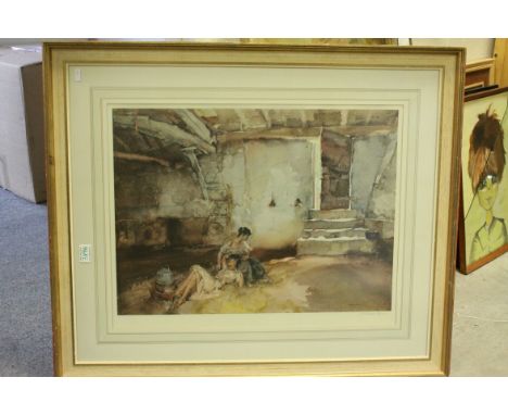 Sir William Russell Flint Print  'Two Gypsy Women', signed in pencil, 44.5cm x 60.5cm, framed and glazed (faded blindstamp)