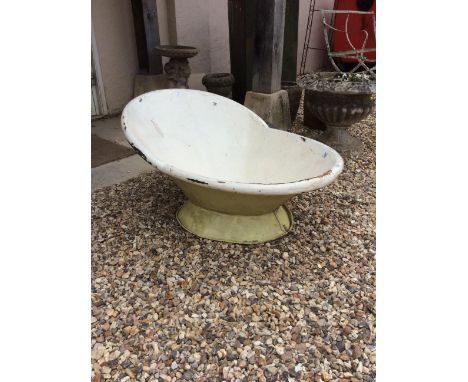Victorian Yellow and White Enamel Slipper Bath, 37" long