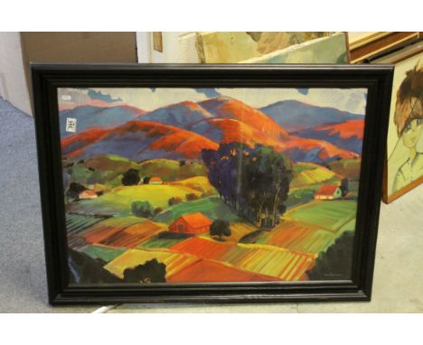 William Hannum (1947-1998), a framed fine art print, landscape 'Morning Glow', 60 x 84cm