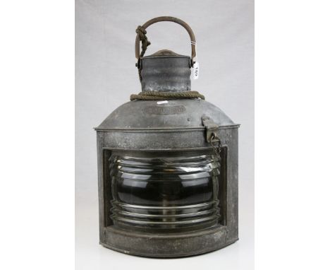 Large Metal Cased Corner Ship's Lantern / Lamp marked ' Starboard ' purportedly from the ' Totness Castle ' Paddle Steamer bu