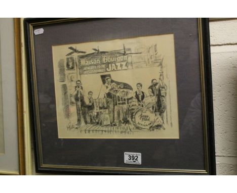 Brent McCarthy (American), a signed portrait study of a new Orleans jazz band, 21.5 x 28cm