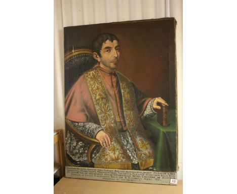 19th century Spanish School - E. La Presto, Oil on Canvas, Portrait of a Priest, signed and dated 1866, 70cms x 98cms, unfram