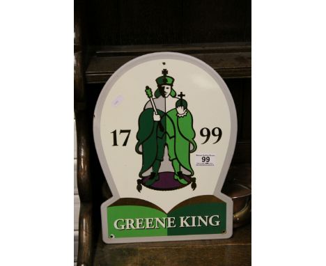 ' Greene King ' Brewery Advertising Enamel Sign, 36.5cms high 