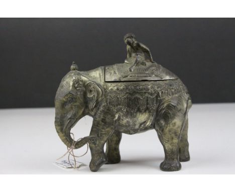 Vintage elephant with a monkey riding on his back trinket case