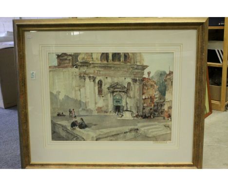 Sir William Russell Flint  Print ' Campo San Trovaso ', signed in pencil lower right, 60 x 44 cm, framed and glazed