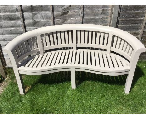 Painted Teak Banana Shaped Garden Bench with matching Cushion
