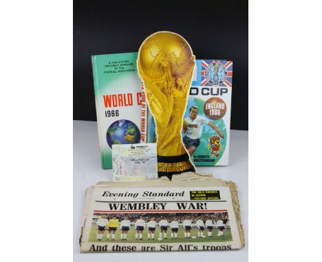 Football - World Cup 2006 Cardboard Cut-out of the World Cup with Franking Stamp to rear together with Two World Cup 1966 Ann