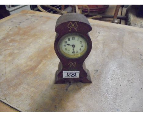 Small Edwardian Waisted Mantle Clock with White Enamel Face, 17cms high