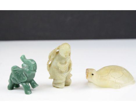 Jade Figure of a Turtle and Two others
