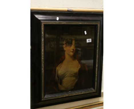 Portrait of a 19th century Young Woman, 39cms x 48cms, framed and glazed in an Ebonised Frame