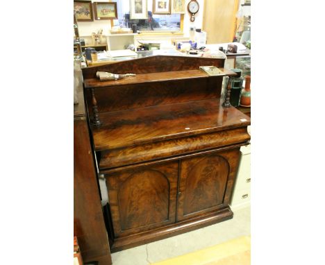 19th century Mahogany Chiffonier with shelf to back above a long cushion drawer and cupboard below, 100cms wide x 135cms high