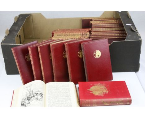 Books, Rudyard Kipling - 39 Books all with Red Calf Leather Binding with Gilt Lettering including Thy Servant a Dog 1938, Man