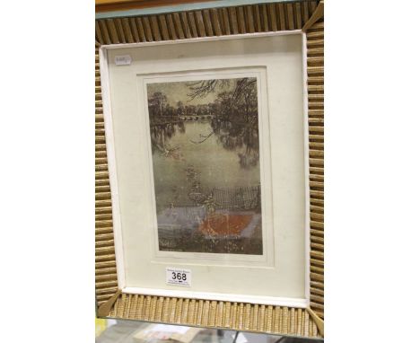 Arthur Rackham (1867-1939), an ornate framed print illustration, 'Fairies in the Serpentine', 23.5 x 15cm