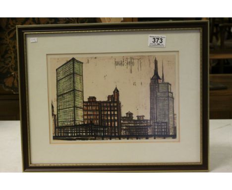 Bernard Buffet (1928-1999), lithograph print, circa 1969, 'New York' gallery label on verso , dated on image 1958, 18.5 x 28c