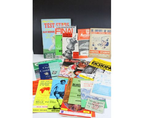 Sporting Interest - Selection of Programmes and Ephemera including 1952 F.A Cup Annual, Arsenal v Everton Programme 1957, Ars