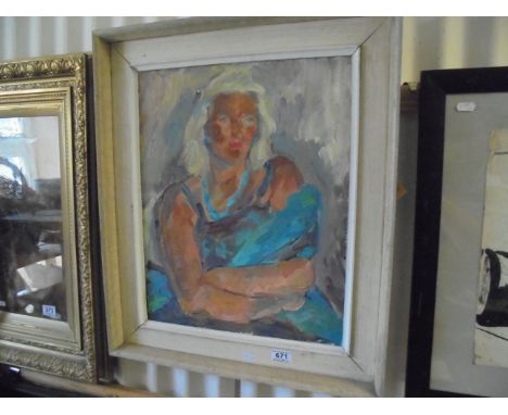 Mary Neill, Oil on Canvas Portrait titled ' Mrs Proctor ' initialled and dated 1967, 40cms x 50cms